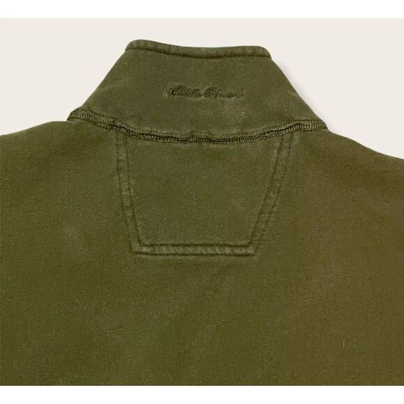 Eddie Bauer Men's Sweater - Quarter Zip - Pull Over - Green/Gray Stripe - Size L - Picture 4 of 4